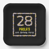 Assiettes En Carton 28e anniversaire : Floral Flowers Numéro, Nom pers (Recto)