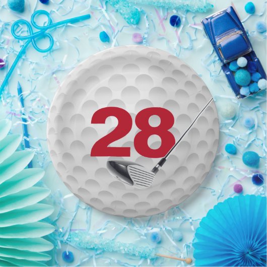 Assiettes En Carton 28e anniversaire Golf Ball Design Plaque en papier (Fête)