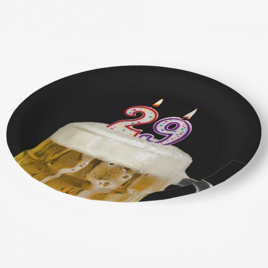 Assiettes En Carton 29e anniversaire Bière sur plaque de papier noir (Angle)