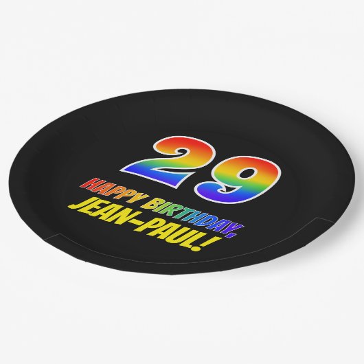 Assiettes En Carton 29e anniversaire : Bold, amusant, simple, arc-en-c (Angle)