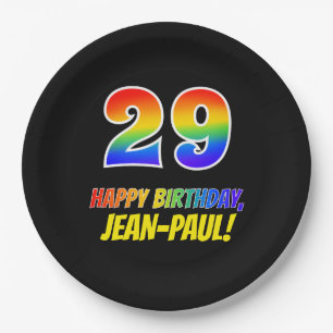 Assiettes En Carton 29e anniversaire : Bold, amusant, simple, arc-en-c