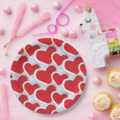 Assiettes En Carton 2 Coeurs rouges Répétant le Motif mou (Fête)