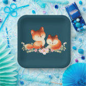 Assiettes En Carton 2 mignons Petits Renards Rouges Aquarelle Design (Fête)