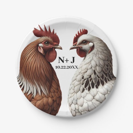 Assiettes En Carton 2 Poulet de campagne ferme Mariage Barnyard (Devant)