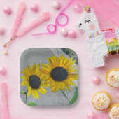 Assiettes En Carton 2 Tournesols mariages ou de pays mangent (Fête)