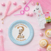 Assiettes En Carton 2e anniversaire Blue Boy Baby Giraffe Plaque en pa (Fête)