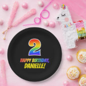 Assiettes En Carton 2e anniversaire : Bold, amusant, simple, arc-en-ci (Fête)