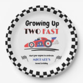 Assiettes En Carton 2e anniversaire Grossissant deux Fast Red Blue Rac (Devant)