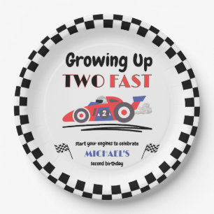 Assiettes En Carton 2e anniversaire Grossissant deux Fast Red Blue Rac