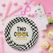 Assiettes En Carton 2e anniversaire sourire visage rétro noir blanc su (Fête)