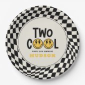 Assiettes En Carton 2e anniversaire sourire visage rétro noir blanc su (Devant)