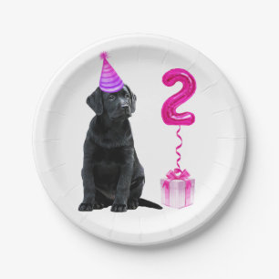 Assiettes En Carton 2ème Anniversaire Chiot Thème - Mignonne Chien Ros