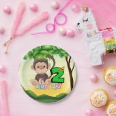Assiettes En Carton 2ème Singe de fête d'anniversaire (Fête)