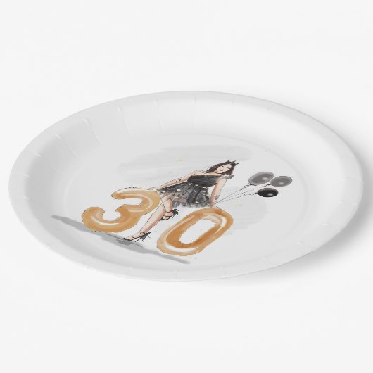 Assiettes En Carton 30 ans, 30 ans heureux (Angle)