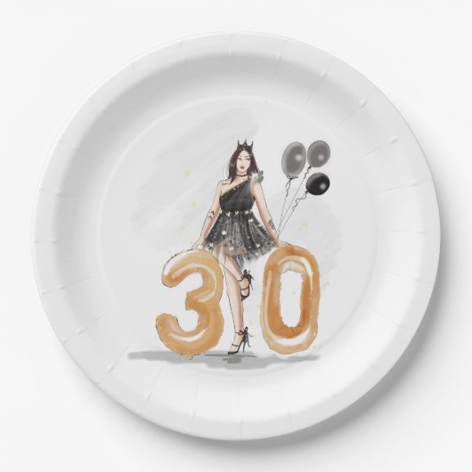 Assiettes En Carton 30 ans, 30 ans heureux (Devant)