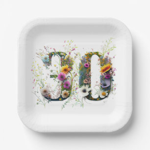 Assiettes En Carton 30 Fleurs sauvages pour l'anniversaire 
