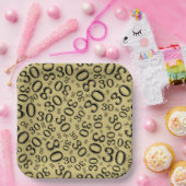 Assiettes En Carton 30e âge Nombre aléatoire Motif Noir/Or (Fête)