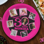 Assiettes En Carton 30e anniversaire 8 photo nom rose noir