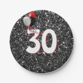 Assiettes En Carton 30e anniversaire Ballons sur Parties scintillant n (Devant)