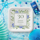 Assiettes En Carton 30e anniversaire Blue Hydrangeas (Fête)