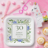 Assiettes En Carton 30e anniversaire Blue Hydrangeas (Fête)