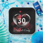 Assiettes En Carton 30e Anniversaire Bulle cardiaque avec Coeurs rouge (Fête)