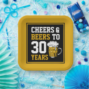 Assiettes En Carton 30e anniversaire Cheers & Bières à 30 ans