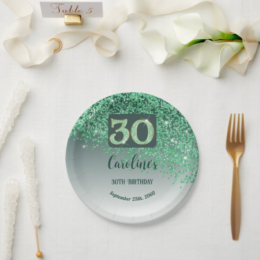 Assiettes En Carton 30e anniversaire Chic Falling Parties scintillant  (Mariage)