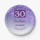 Assiettes En Carton 30e anniversaire Chic Falling Purple Parties scint (Devant)
