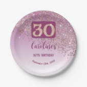 Assiettes En Carton 30e anniversaire Chic Falling Rose Parties scintil (Devant)