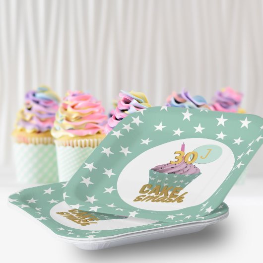 Assiettes En Carton 30e anniversaire Cupcake Cake Smash Party Green St