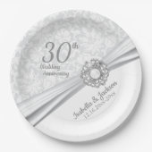 Assiettes En Carton 30e anniversaire du Mariage de bijoux Pearl (Devant)
