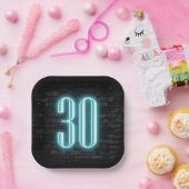 Assiettes En Carton 30e anniversaire fête néon Connexion en brique (Fête)