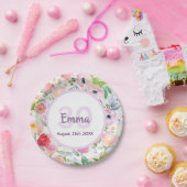 Assiettes En Carton 30e anniversaire floraux rose blanc nom (Fête)