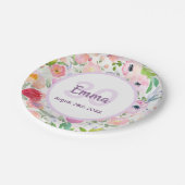 Assiettes En Carton 30e anniversaire floraux rose blanc nom (Angle)