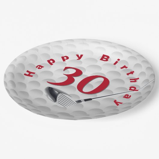 Assiettes En Carton 30e anniversaire Golf Ball Design Plaque en papier (Angle)