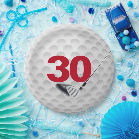 Assiettes En Carton 30e anniversaire Golf Ball Design Plaque en papier (Fête)