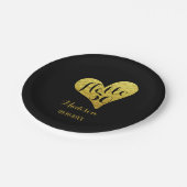 Assiettes En Carton 30e anniversaire Hello 30 Black and Faux Gold Hear (Angle)