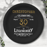 Assiettes En Carton 30e anniversaire Légendaire Black Gold Retro<br><div class="desc">Pour ceux qui fêtent leur 30e anniversaire, nous avons les plaques de fête d'anniversaire idéales avec une sensation vintage. L'arrière - plan noir avec un design de typographie vintage blanc et or est simple et élégant avec une touche rétro. Customisez facilement le texte de cette plaque d'anniversaire en utilisant le...</div>