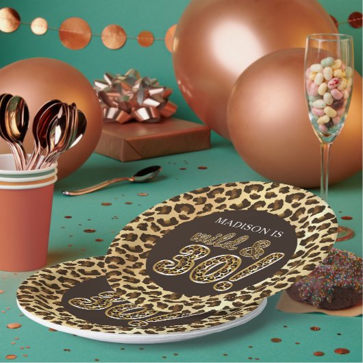 Assiettes En Carton 30e anniversaire Leopard personnalisé ballon à hui (Multi)