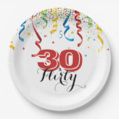 Assiettes En Carton 30e anniversaire moderne 30 et FLIRTY Festive (Devant)