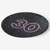 Assiettes En Carton 30e anniversaire Neon Connexion Plaque en papier n (Angle)