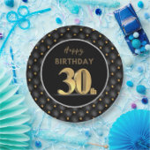 Assiettes En Carton 30e anniversaire Noir et Or (Fête)