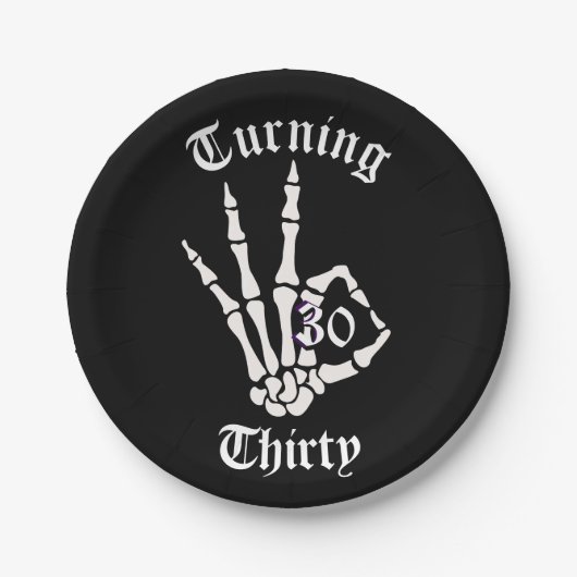 Assiettes En Carton 30e anniversaire - RIP Années Squelette Plaque pap (Devant)