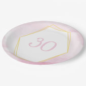 Assiettes En Carton 30e anniversaire rose & or (Angle)