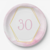 Assiettes En Carton 30e anniversaire rose & or (Devant)