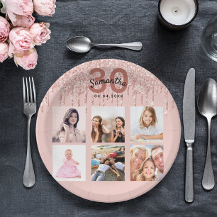 Assiettes En Carton 30e anniversaire rose or blush rose photo
