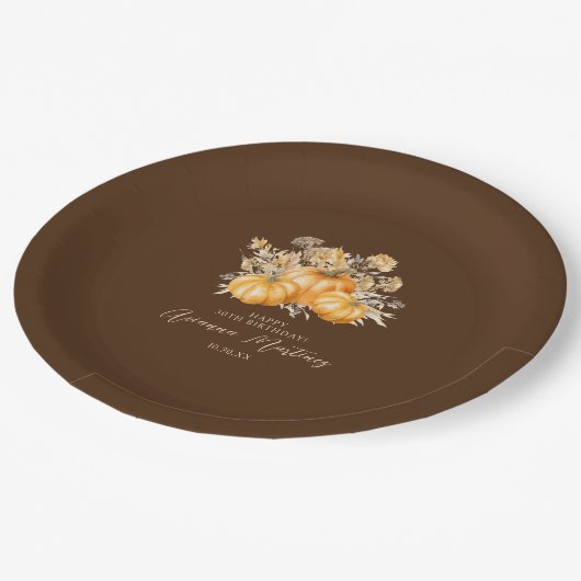 Assiettes En Carton 30e anniversaire Rustic Boho Citrouille automne pe (Angle)