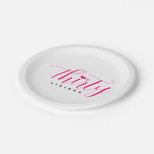 Assiettes En Carton 30e anniversaire Trente-et-un coeur noir rose chau (Angle)