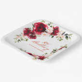 Assiettes En Carton 30e fête d'anniversaire Rouge rose Floral Custom (Angulaire)